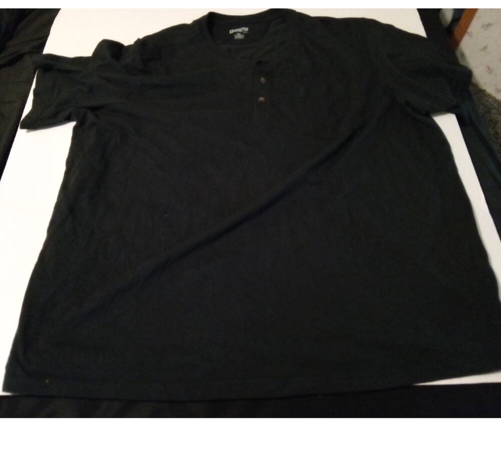 Duluth Trading Size 3XL Mens Black Three Button Short Sleeve Pocket T-Shirt